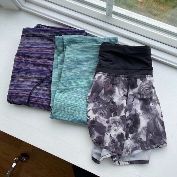 Lot of 3 Lululemon Items - 2 Full Length Leggings/1 Shorts - Picture 1 of 5